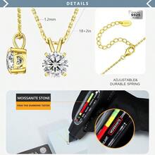 KRKCLIFE Moissanite Necklace For Women 0.54CT Diamond Pendant Necklace In 14K White Gold Roundcut Lab Grown Diamond S925 D Color VVS1 Adjustable 18+2 Inches Chain Jewelry For Sweetheart Mom Wife