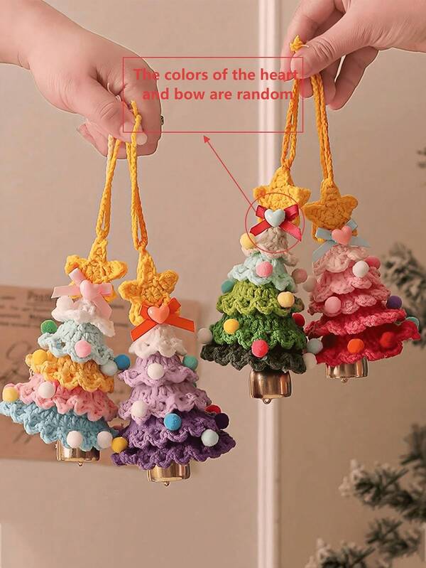 Ornament de Crăciun croșetat manual – Decorațiune de Crăciun tricotată pentru decorul casei, agățat în mașină, cadou de ziua de naștere, cadou de Crăciun, accesorii pentru petreceri