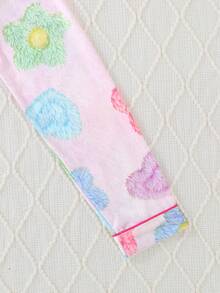 2pcs/Set Girls & Teens Casual Floral Print Lapel Long Sleeve Cardigan And Pants Sleepwear Set, Flame Retardant, All Season