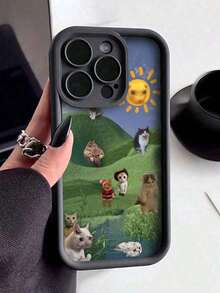 Brighten Up Your  With A Cat MeMe Pattern Simple Thickened Anti-Fall Phone Case Compatible With  Waterproof Shockproof Scratch ResistantFOR-YOUR-BELOVED-PHONE Christmas Gifts Christmas Gifts - 1pc - 查看 3