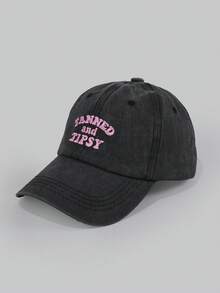 DareSee 1件女款「TANNED AND TIPSY」刺繡軟頂棒球帽，可調帽簷，透氣遮陽戶外帽，適合戶外、運動、露營、度假、音樂節、返校禮物 - A - 查看 2
