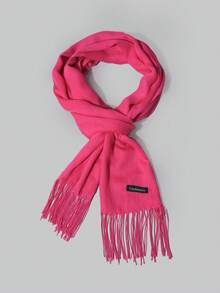 DareSee 1pc 190*70cm Outdoor Classic Solid Color Windproof Shawl, Fashionable Unisex Thin Scarf, Suitable For Air-Conditioned Rooms, Extra Large Scarf To Keep Warm Winter Fall Gifts Music Fest - Hot Pink - View 4