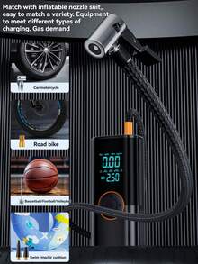 5000A 150PSI 汽车应急启动电源，带空气压缩机、12V 便携式汽车电瓶增压器、启动线、液晶显示屏和 LED 手电筒 - 彩色 - 查看 6