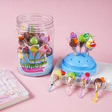 1/48 pulgada Nueva serie de helados de colores Borrador de piruleta Juguete de borrador creativo de dibujos animados lindos para aliviar el estrés de los estudiantes desmontable