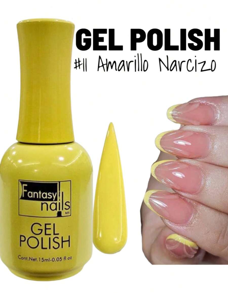 15ml Semi-Permanent Gel Polish 3 Steps Fantasy Nails Gelish Application Professional Use UV - 水仙黃 - 查看 1