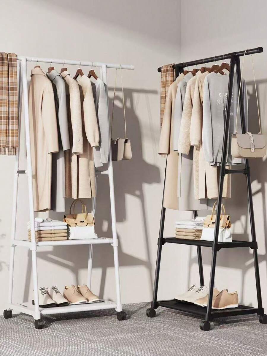 Perchero de piso organizador de ropa rack colgador perchero alto estructura metálica soporte prendas mueble ropa dormitorio guardarropa diseño moderno