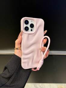 1pc Minimalist High-End Water Wave Pattern Phone Case + Lanyard Compatible With IPhone11, 11Pro, 11ProMax, 12, 12Pro, 12ProMax, 13, 13Pro, 13ProMax, 14, 14Pro, 14Plus, 14ProMax, 15, 15Pro, 15Plus, 16, 16Pro, 16ProMax, 16Plus/17/17Pro/17ProMax