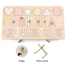 Personalized Wooden Name Puzzle Board, Shape Puzzle, Customized Number Puzzle, Wooden Letter Puzzle, Shape Classifier, Interaction, Event, Easter Gift, Personalized Name Puzzle, 1st Birthday Gift, Customized Wooden Name Puzzle