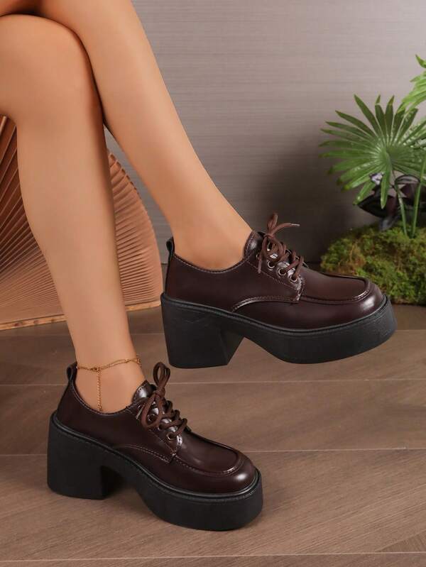 2-2025 Thick Sole Platform Oxfords, Comfortable Casual Lace-Up Flats For Short Women, Suitable For JK Skirts, 2025 New Fashion Student Daily Loafers