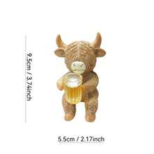 1PC 创意红酒杯，高地牛树脂花盆挂饰，啤酒杯，高地牛家居装饰挂件，花园庭院景观装饰，花盆挂饰，高地牛挂件 - 彩色 - 查看 3