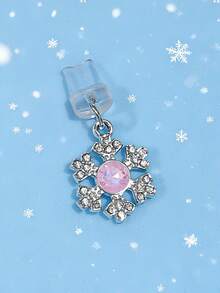 水钻雪花镶嵌粉色和蓝色雪花手机防尘塞吊坠，情侣礼物，适用于 Apple/Type-C - 彩色 - 查看 9