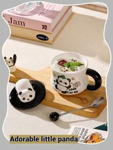 Super life 1pc Cute Panda Pattern Ceramic Coffee Mug - Washable Tea Cup, Gift For Panda Lovers - Multicolor - View 4