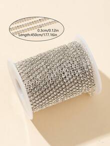 1 卷 2 毫米 6.5# 5 码/10 码超闪亮水钻链，适用于美甲装饰、鞋子/衣服装饰、手机壳/杯子装饰、汽车方向盘装饰、婚纱装饰、以及各种 DIY 装饰链、手工缝纫装饰链、包边装饰链