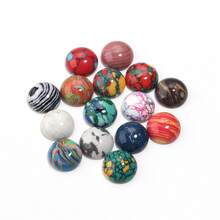 5-10pcs/Pack Round Turquoise Print Gemstone Cabochons, Random Mixed Colors, Fashionable Casual Elegant Vintage Handmade DIY Gemstone Stickers Suitable For Necklace, Ring, Bracelet Crafts, Jewelry Decoration, Inlay Materials