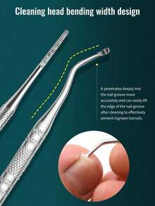 Toenail Tool Kit - Toenail Lifter & Foot File Set, Stainless Steel Nail Cleaner & Foot Care Tools, With Tin Storage Box For Ingrown Toenail Treatment - Silver - View 5