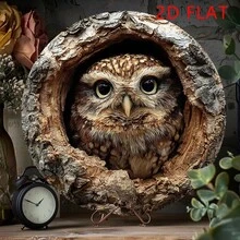 1 件复古猫头鹰锡画，圣诞装饰，松鼠桌面装饰摆件，花园标志，适合花园、客厅、办公室、礼物，猫头鹰爱好者收藏