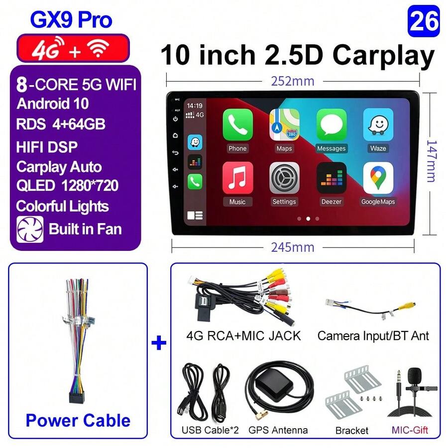 CAIXI 7/9/10 pulgadas 2din Android auto Caplay inalámbrico GPS Radio de coche Multimedia estéreo para Nissan Kia - 10 4G(4-64)-0 - Ver 1