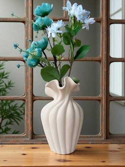 1pc Wit Large Vase, Sculptural Fluted Living Room Shelf Available In M/L/XL