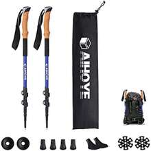 Aihoye Trekking Hiking Poles - 2 Pack Adjustable Hiking Walking Sticks Collapsible Lightweight - Strong Lightweight Aluminum7075, Quick Flip-Lock Hiking Sticks and Comfortable Cork Grips(Azul) - Tipo 1 - Ver 2