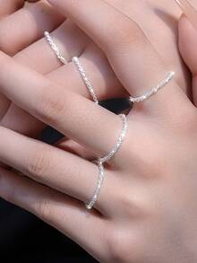 1-5pcs Shiny Gypsophila Ring Set, Women Shimmery Rings Closed Super Glitter Chain Rings