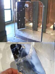 6" X 4" Portable Anti-Fog Acrylic Shower Mirror With Suction Cup - Convenient And Easy To Clean, Ideal For Travel, Gym, Makeup For Men And Women, Wall-Mounted Or Handheld, Fashionable Acrylic Mirror Surface, Durable Acrylic Material - 銀色 - 查看 6