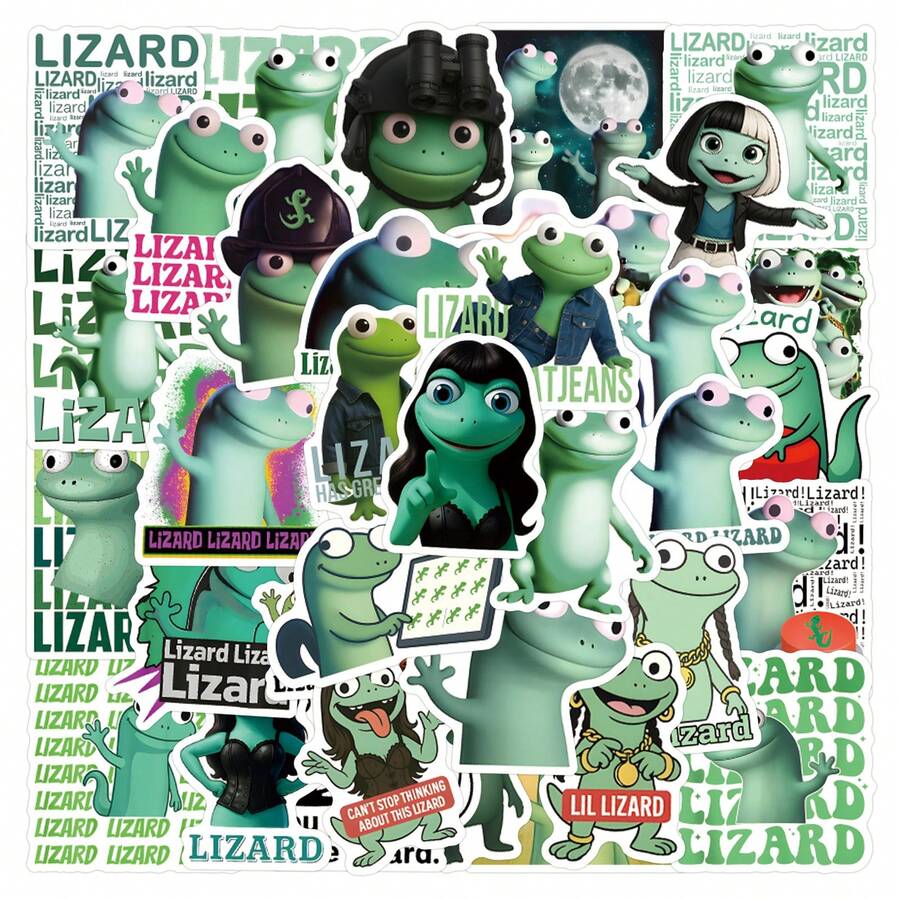 52PCS Funny Lizard Meme Cartoon Graffiti Creative Stickers DIY Laptop Refrigerator Luggage Phone Case Water Cup Decoration Stickers Toy - Multicolor - View 1