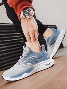 1 Pair WARRIOR Men's Thick Sole Snow Sports Shoes, Lace-Up Soft Bottom Casual Shoes, Low-Top Outdoor Flat Shoes, Suitable For Spring/Autumn Commuting, Hiking, Student Graduation Photos, Round Toe Low Heel Soft Bottom Men Sports Skateboard Shoes