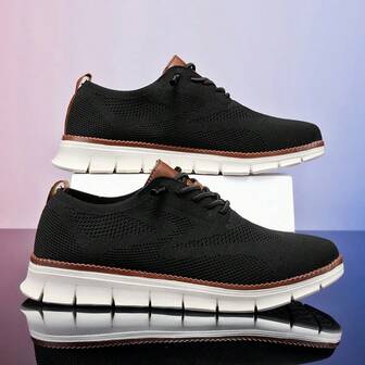 Men's Casual Breathable Lace-Up Sports Sneakers, Suitable For Outdoor Wear