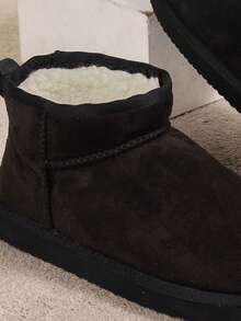 Fashionable Versatile Solid Color Thermal Lined Snow Boots For Autumn/Winter, Comfortable Quiet Casual Indoor/Outdoor Boots For Teenagers