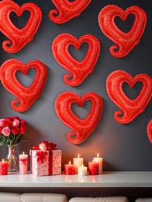 5/10pcs Red Heart Balloons - Heart Shaped Foil Balloons For Valentines Day, Proposal, Anniversary & Birthday - Multicolor - View 6