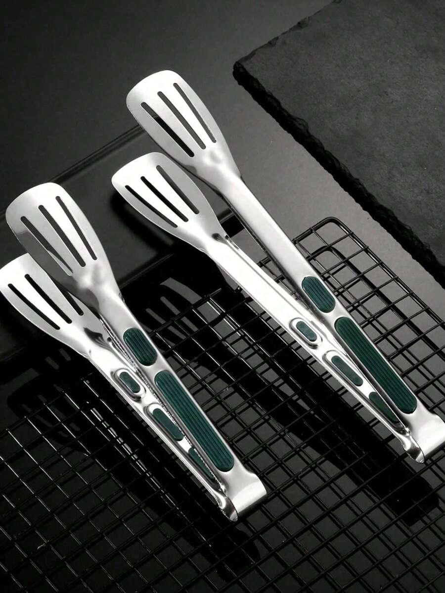 1 st. halkfri, värmebeständig mattång i rostfritt stål, lämplig för kött, sallader, bröd, grillning, buffémåltider, köksredskap, viktigt köksverktyg.