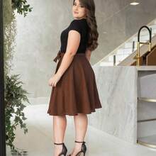 Midi Skirt Gode Envelope Evangelical Fashion - Rust Brown - View 3