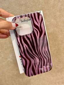 Striped Watercolor Swirl Foil Pattern Slim Chic Silver Mobile Phone/Cover Compatible With 15 Pro, XS, 11, 12, 13, 16, 15, 16 Plus, 16 Pro, Waterproof Shockproof Anti-Fall Scratch Resistant - 彩色 - 查看 2