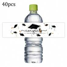 10pcs/20pcs/40pcs 2026Class Of Bottle Wrappers Graduation Water Bottle Labels Black And Gold Graduation Party Favors