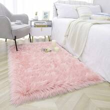 1pc Faux Wool Square Pink Cushion Mat, Decorative Rug/Carpet Suitable For Bedroom, Living Room, Sofa, And Various Scenes