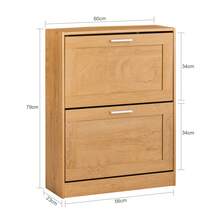 SoBuy Narrow Shoe Cabinet With 2 Flaps, Space-Saving Shoe Rack With Height-Adjustable Compartments – For Hallways, Small Apartments, 20 Kg Load, 60 X 79 X 23 Cm, FSR137 - Khaki - View 3