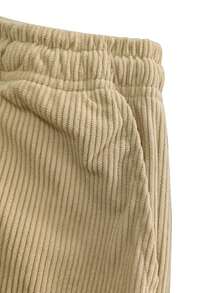 Men's Everyday Corduroy Joggers - Couples Matching Design, Elastic Drawstring Waist Pockets Straight-Leg Pants - 卡其色 - 查看 6