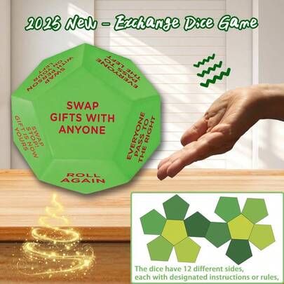 圣诞骰子，圣诞老人多边形骰子，圣诞礼物，节日礼物