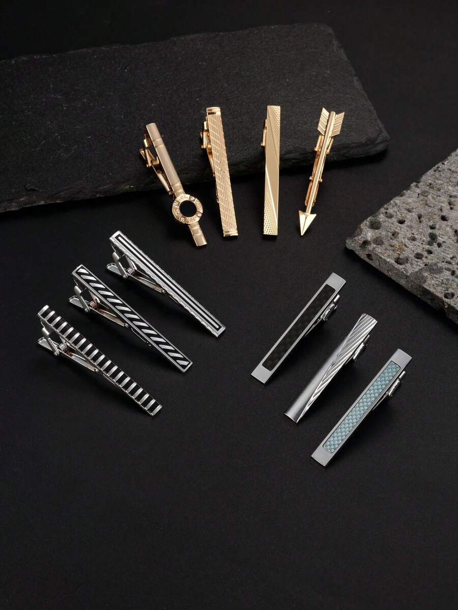 男士领带夹套装，适用于普通领带、婚礼、商务场合，领带夹款式多样，是教师节、朋友、父亲节、男士礼品的理想之选。 - 彩色 - 查看 1