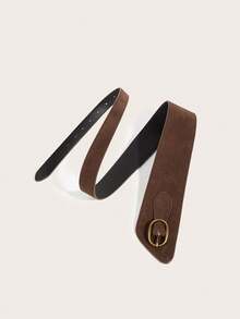 1pc Women's Solid Color Fashion PU Leather Belt, Suitable For Daily Outfit Matching - Coffee - View 3