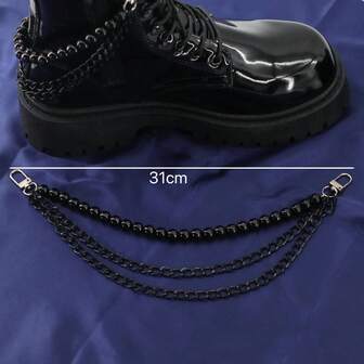 2pcs Gothic Style Multi-Layer Faux Pearl Metal Chain Detachable Decorative Chain