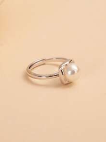 1 pieza Anillo ajustable de plata de ley 925 con perla natural y circonita cúbica, regalo para el Día de la Madre, San Valentín, cumpleaños, boda, compromiso, novia