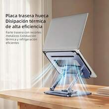 Soporte para Laptop de Acero Carbono - Base Plegable Ajustable 360 ° , Antideslizante para PC/Tabletas 10-16. Base para Laptop Cumplir Diseño Ergonómico para Postura y Enfriamiento Óptimo. (Plateado) - Plateado - Ver 6