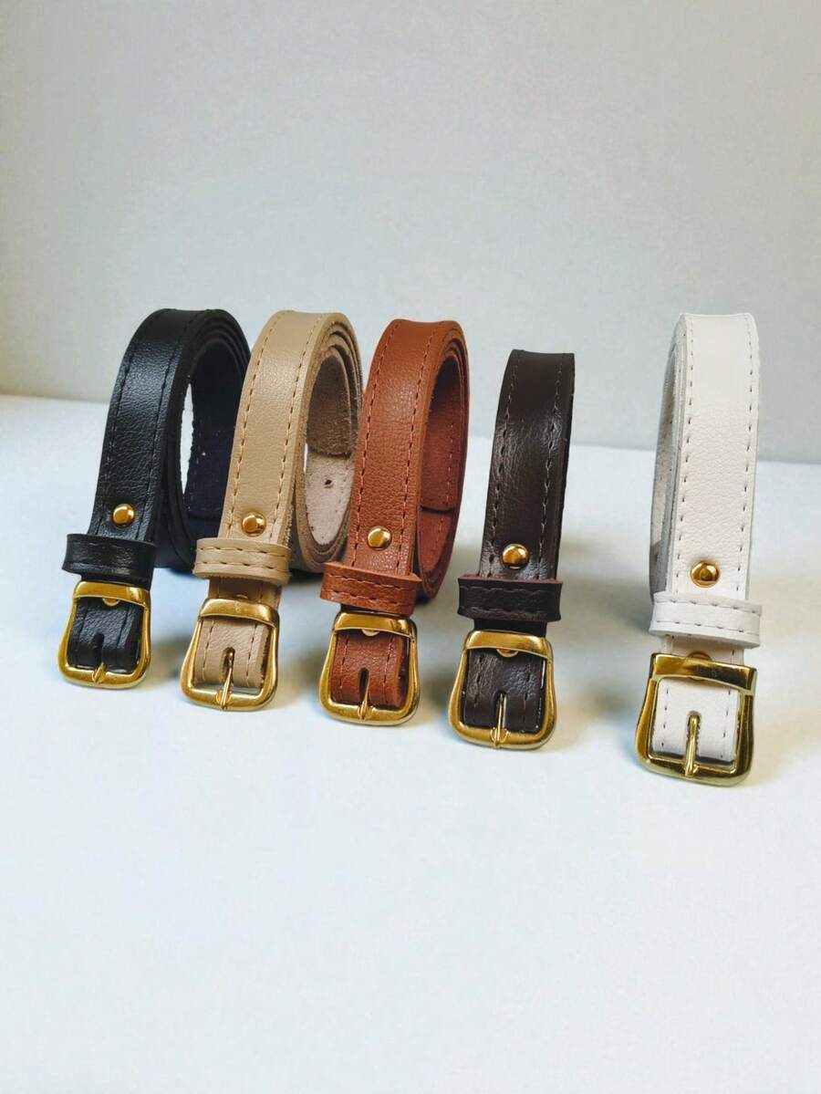 Elegant Women's Belt KIT 5-4-3 - Kit 5 - Black, Caramel, Beige, Brown, White - View 1