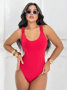 Kit 3 Basic Bodysuits With Thick Straps And Elastic With Discreet Neckline, Shapewear, Versatile Casual Fashion, Casual, Gringa Blogger - 紅色-可可色-米色 - 查看 2