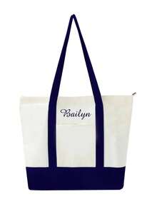 1 件定制船形手提袋、个性化礼物、刺绣文字手提袋、帆布手提袋、送给她的礼物、伴娘礼品袋、最好的朋友礼物、定制刺绣储物袋、手提袋、旅行袋