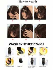 合成纤维女士假发片，3D法式刘海，自然蓬松轻盈，完美遮盖白发，蓬松手工编织透气网底，法式中分刘海，复刻版假发 - 彩色 - 查看 8