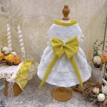 Nœud papillon épais et chaud pour chat et chien, robe de Noël, automne/hiver - Jaune citron - Voir 8