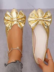 Gold Polka Dots-gold Bow
