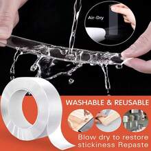 2pcs/Set Double-Sided Nano Powerful Adhesive Tape, Multi-Purpose Removable Reusable Transparent Strong Sticky Tape For Photos, Posters, Carpets And More, Perfect For Home And Office Supplies